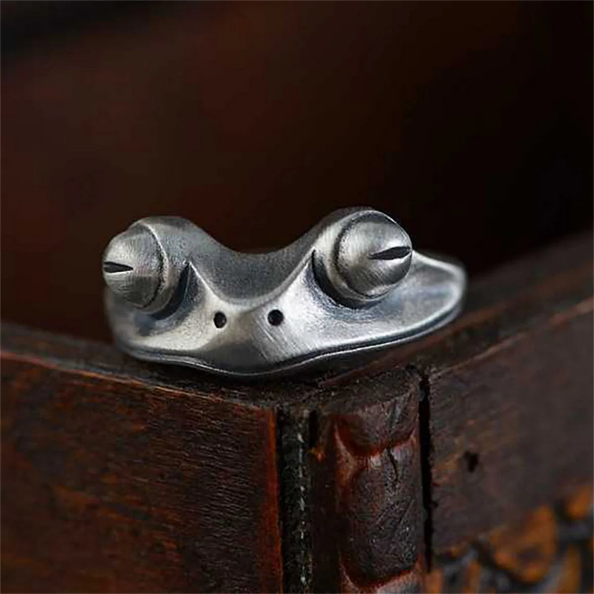 Retro Frog Toad Animal Rings for Women Men Artistic Design Silver Color Opening Resizable Unisex Female Statement Ring Best Gift