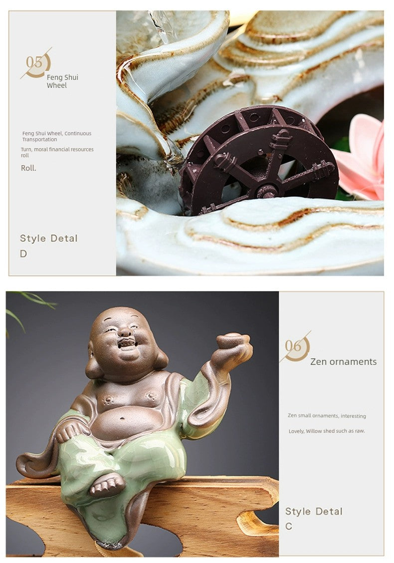 Bring In Wealth and Treasure Flowing Living Room Office Desk Surface Panel Flowing Water Ornaments