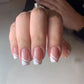 24Pcs Medium Long Ballet Fake Nails Art Flat Head Gold Line Frosted False Nails Press on Full Cover Removable Stick on Nail Tips