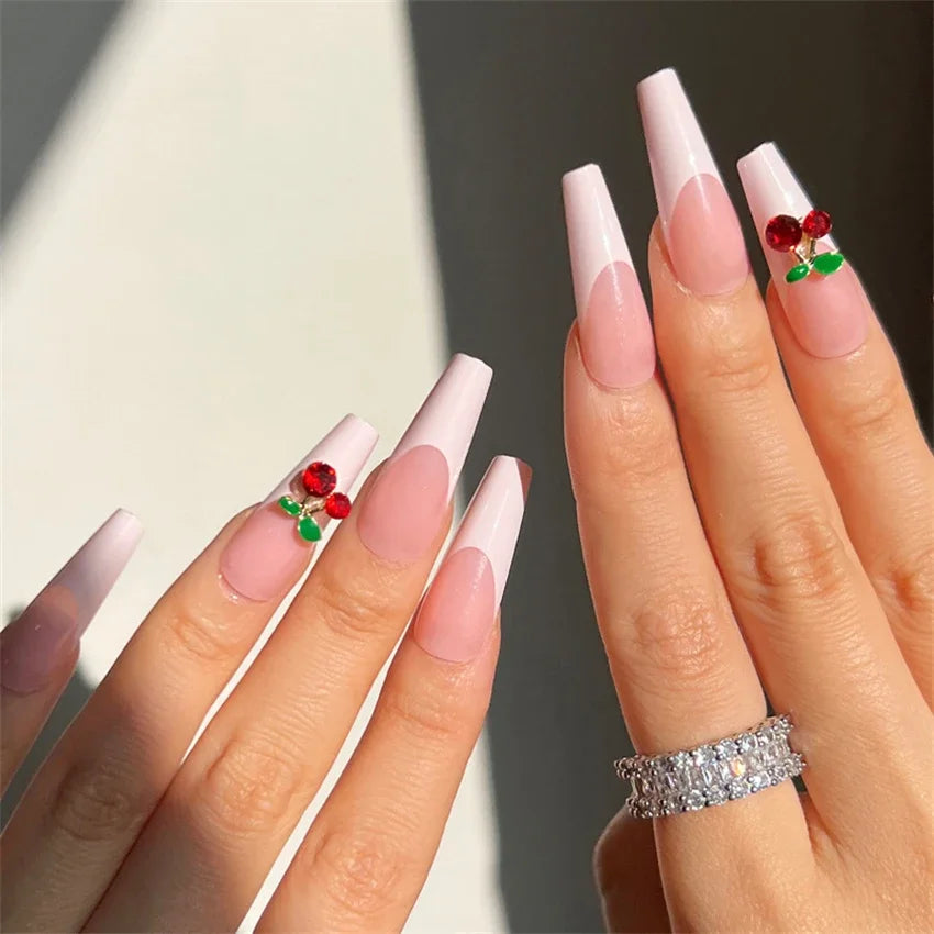 24p Artificial Acrylic Nail Art Fake Nails Full Coverage Removable Pressing Nail Tips Lotus Root Pink Leopard Print False Nails