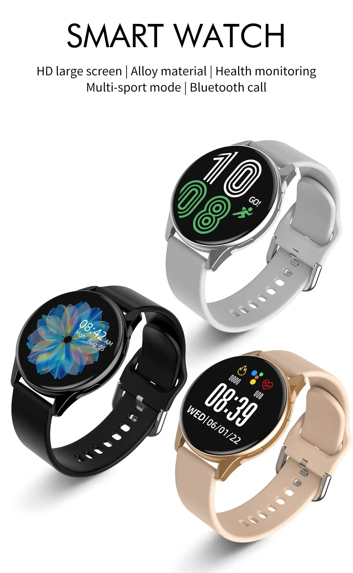 New Smart Watch Wireless Charging Smartwatch Bluetooth Calls Watches Men Women Fitness Bracelet Custom Watch Face +Box