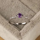 Silver Luxury Style Amethyst Zircon Women's Ring From Europe And America, Simple And Fashionable Gemstone Temperament Ring