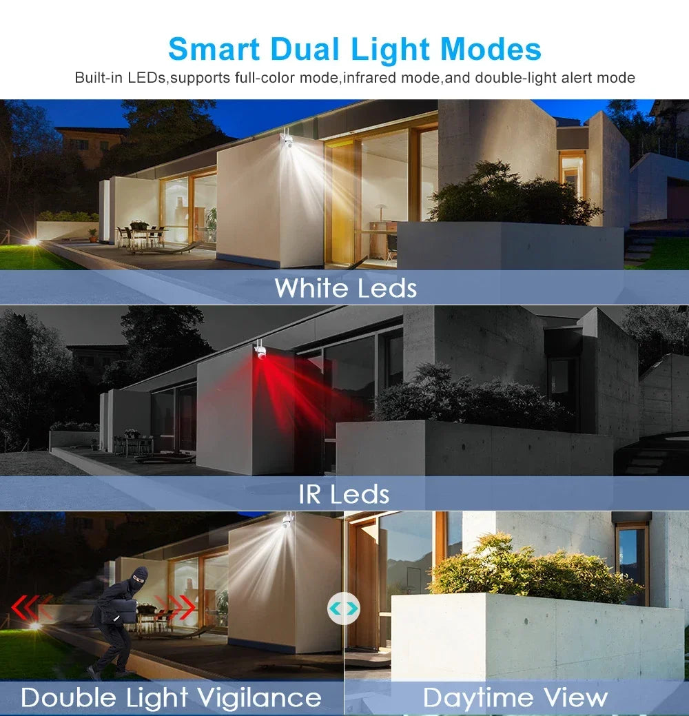8MP WiFi Camera 4x Digital Zoom Full Color Night Vision PTZ CCTV Security Surveillance IP Camera Outdoors Wireless Video monitor