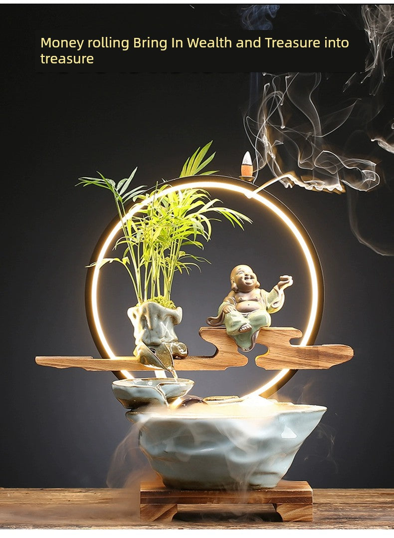 Bring In Wealth and Treasure Flowing Living Room Office Desk Surface Panel Flowing Water Ornaments