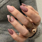 24ps/Box Long Ballerina Full Cover Artificial French False Nails Art Green Graffiti Color Blocking Gold Thread Fake Nail Tips