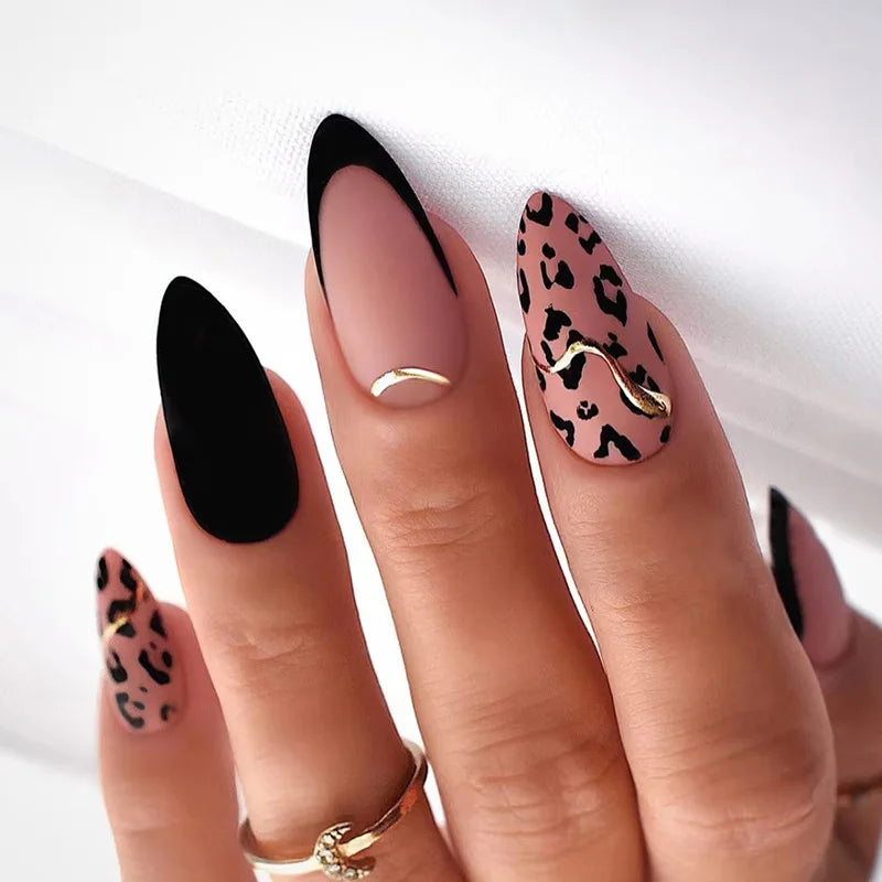 24Pcs Ballerina Press On Nail Tips Oval Head False Nails Almond Artificial Fake Nails With Glue Full Cover Press Manicure Tools