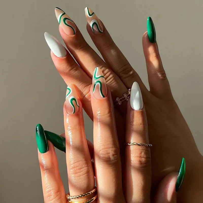 24Pcs Ballerina Press On Nail Tips Oval Head False Nails Almond Artificial Fake Nails With Glue Full Cover Press Manicure Tools