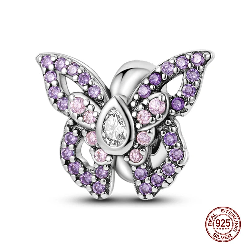 Fit Pandora 925 Original Bracelet 925 Silver Plate Flower Bird Series Charms Beads For Women Fashion DIY Jewelry Gifts Making