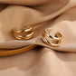 UILZ Gold Silver Color Hoop Earrings For Women Korean Fashion Three-layer Hoops Big Thick Round Earrings Piercing Jewelry Gifts