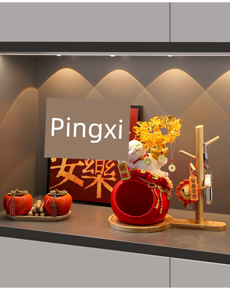 Haibeihai Lucky Cat Key Storage Entrance Decoration Home Living Room Desktop Pachira Macrocarpa Entrance Decorations