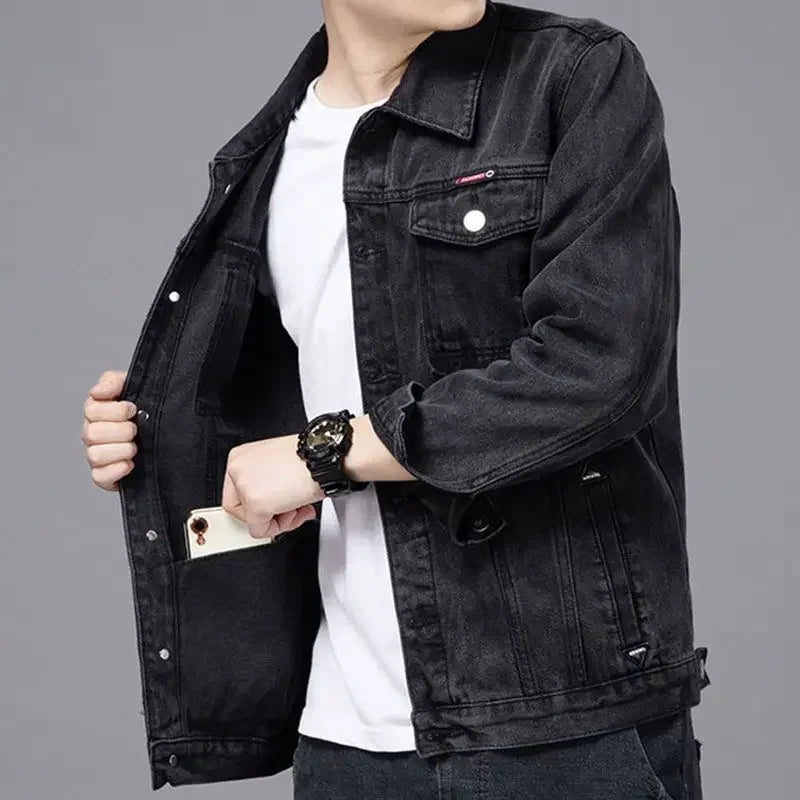 Denim Jackets Man Cargo Jeans Coat for Men Japanese Gray Overcoat Winter 2024 Lxury High Quality Cheap Price Stylish on Board G