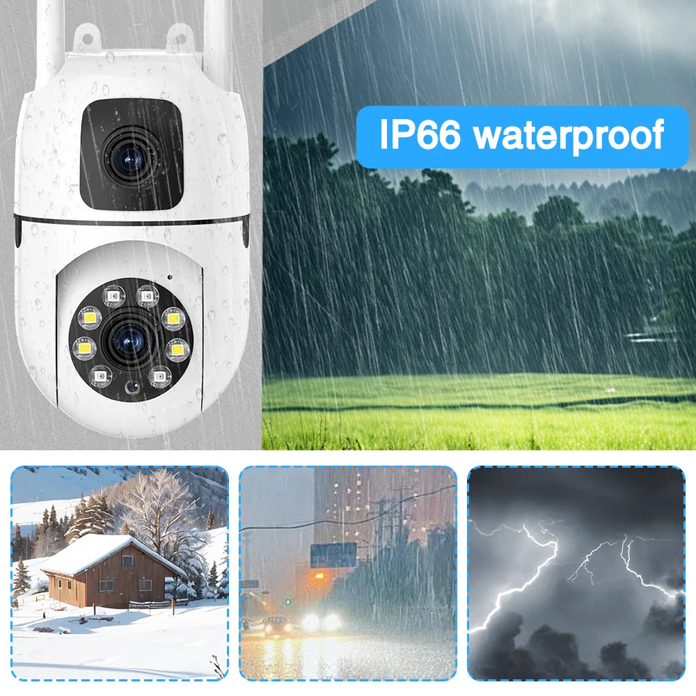 8MP HD Wifi Surveillance PTZ Camera Outdoor 4MP Dual Lens Dual Screen AI Auto Tracking IP Security Protection Camera CCTV Video