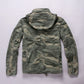 Men's Long Sleeved Hooded Camouflage Jacket Multi Bag Mid Length Storage Outdoor Trekking Camping Riding Sport Tops Amekaji Coat
