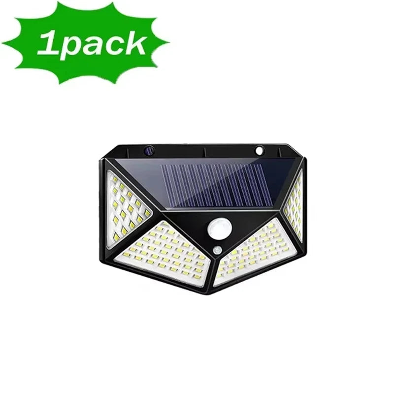 1/2/4/6/10PCS 100 LED Solar Wall Lamp 4 Sides Luminous With Motion Sensor Outdoor Garden Courtyard Waterproof Wall Lights Gifts