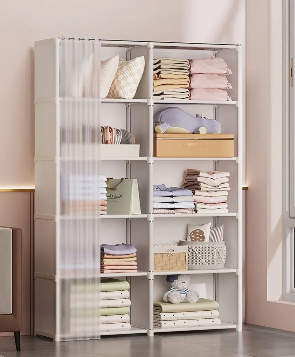 Dustproof Wardrobe Simple Cloth Wardrobe Organization Shelves Multipurpose Storage Rack High Capacity Furniture Closet Cabinet