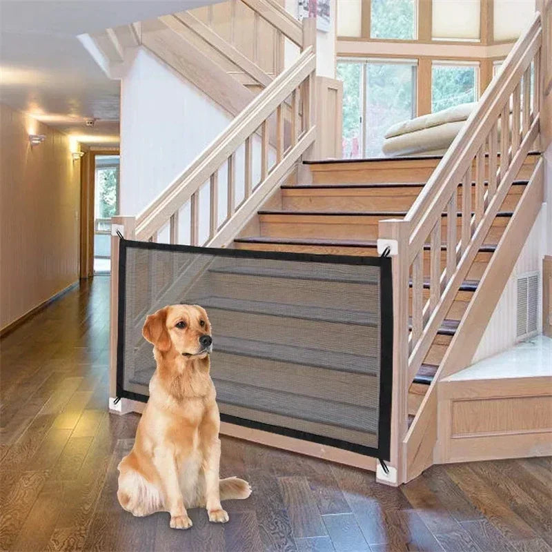 Breathable Mesh Pet Barrier for Stairs & Doors - Portable Indoor Dog Fence & Baby Safety Guardrail