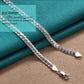 DOTEFFIL 925 Sterling Silver 6mm Side Chain 16/18/20/22/24 Inch Necklace For Woman Men Fashion Wedding Engagement Jewelry Gift