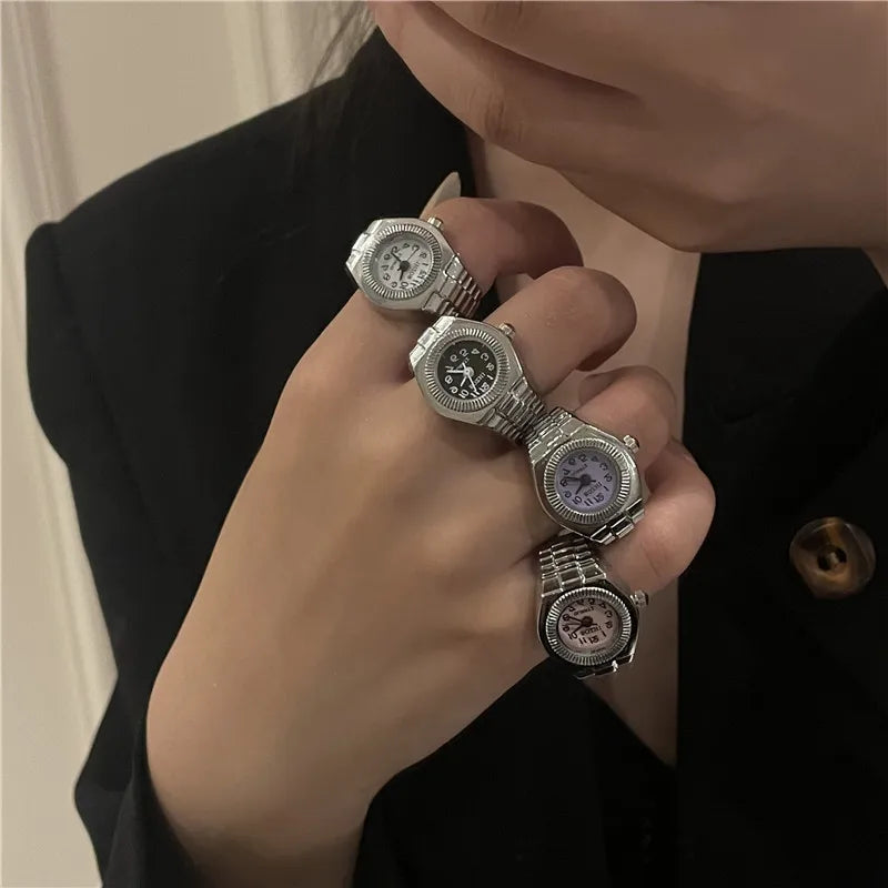 New Ring Watch Hot Selling Creative Circular Dial Alloy Shell Finger Couple Men And Women