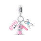 925 Silver Charms Beads Fit 3mm Original Bracelet Game Machine Box Afternoon Tea Dessert Romantic Pink Pendant DIY Jewelry