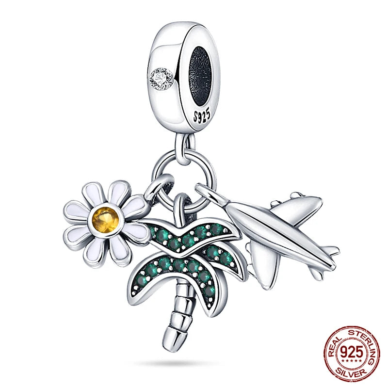 Fit Pandora 925 Original Bracelet 925 Silver Plate Flower Bird Series Charms Beads For Women Fashion DIY Jewelry Gifts Making