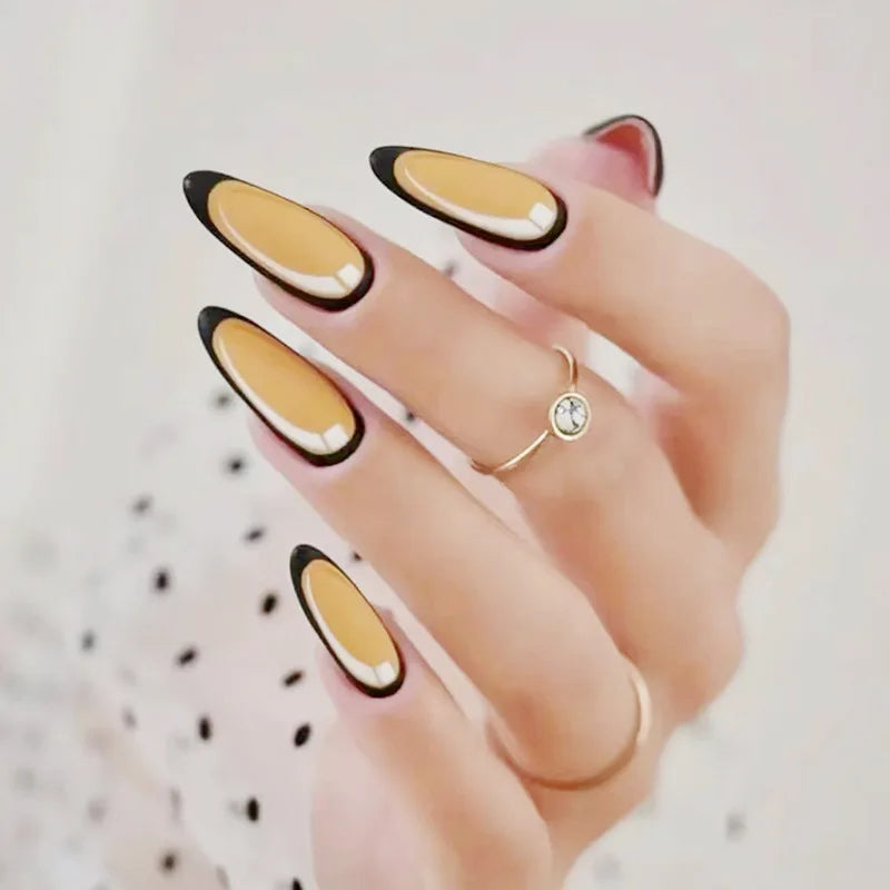 24Pcs Ballerina Press On Nail Tips Oval Head False Nails Almond Artificial Fake Nails With Glue Full Cover Press Manicure Tools