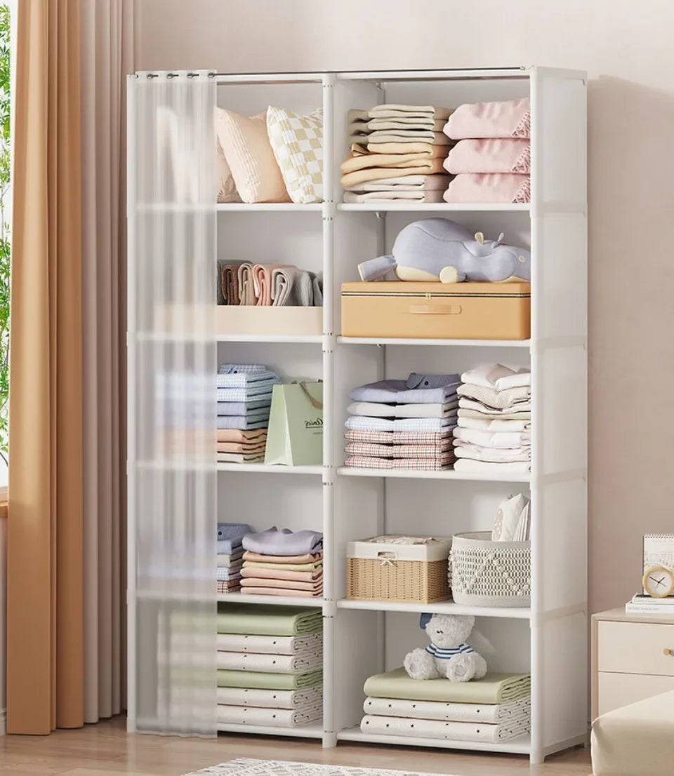 Dustproof Wardrobe Simple Cloth Wardrobe Organization Shelves Multipurpose Storage Rack High Capacity Furniture Closet Cabinet