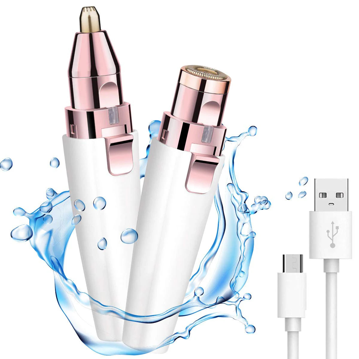 Eyebrow Trimmer 2 in1 USB Rechargeable Facial Hair Remover For Women & with Built in LED Light-Remove  For Facial Hair