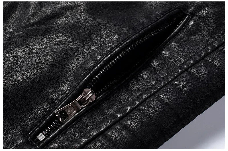 Mens Causal Vintage Leather Jacket Coat Men Thin Spring Autumn Design Motor Biker Pocket PU Leather Jacket Male Motocycle 4XL