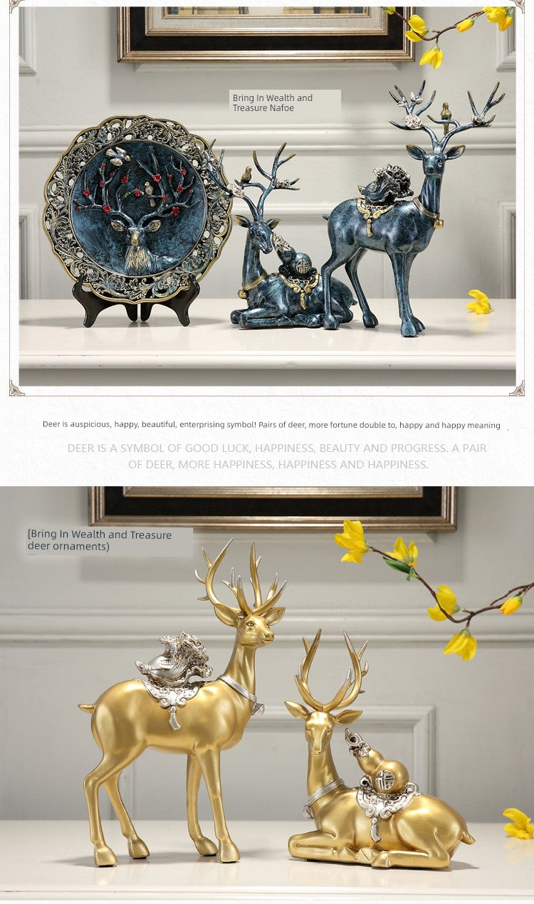 European-Style Living Room TV Cabinet Deer Decoration Craft Gift