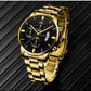 2023 Fashion Men Gold Stainless Steel Watch Luxury Calendar Quartz Wrist Watch Mens Business Watches for Man Clock Reloj Hombre