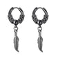 2pcs Fashion Cross Feather Stud Earrings, Punk Rock Style For Women Men High Quality Stainless Steel Hiphop Ear Jewelry
