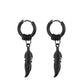 2pcs Fashion Cross Feather Stud Earrings, Punk Rock Style For Women Men High Quality Stainless Steel Hiphop Ear Jewelry