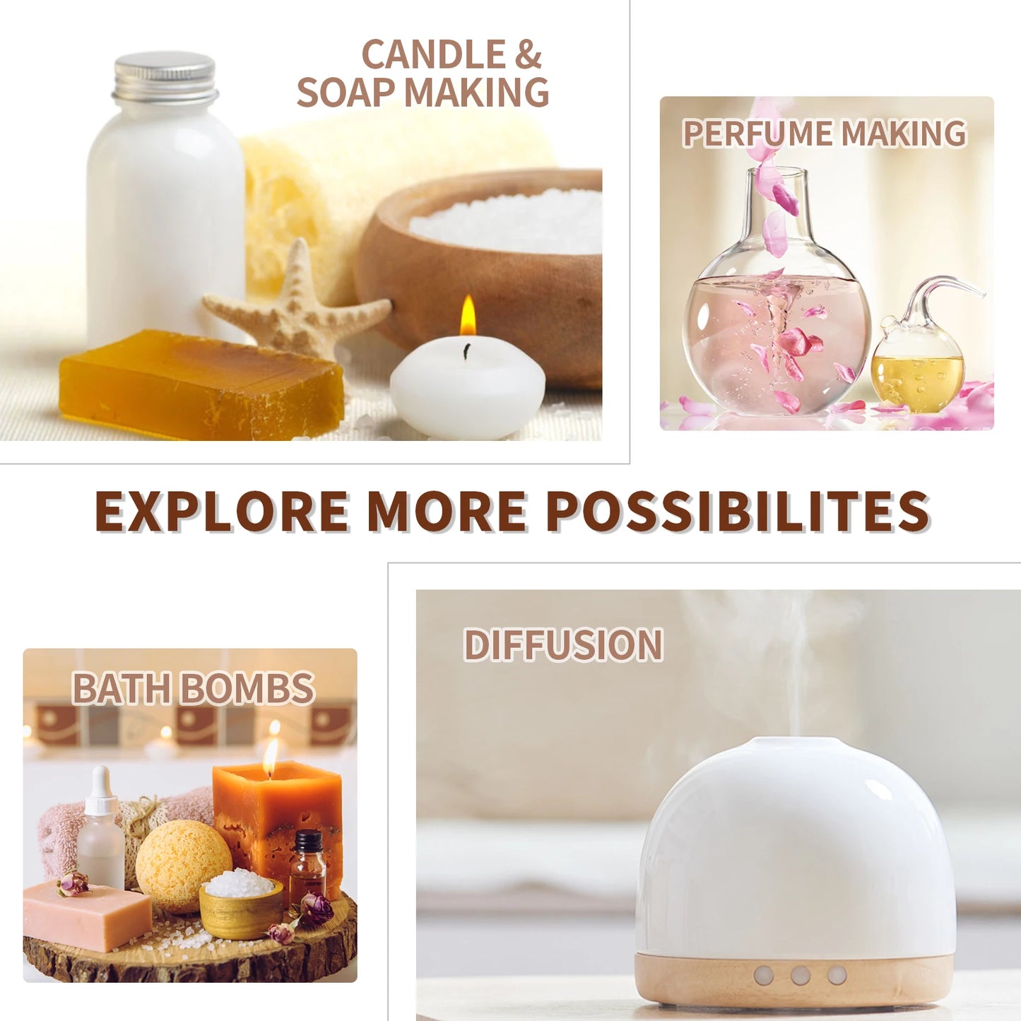 HIQILI 10ml Fragrance Oils, Best Oil for Home, Hotel,Travel ,Diffuser, Humidifier, Candle, Soap, Air Freshener and DIY Perfume