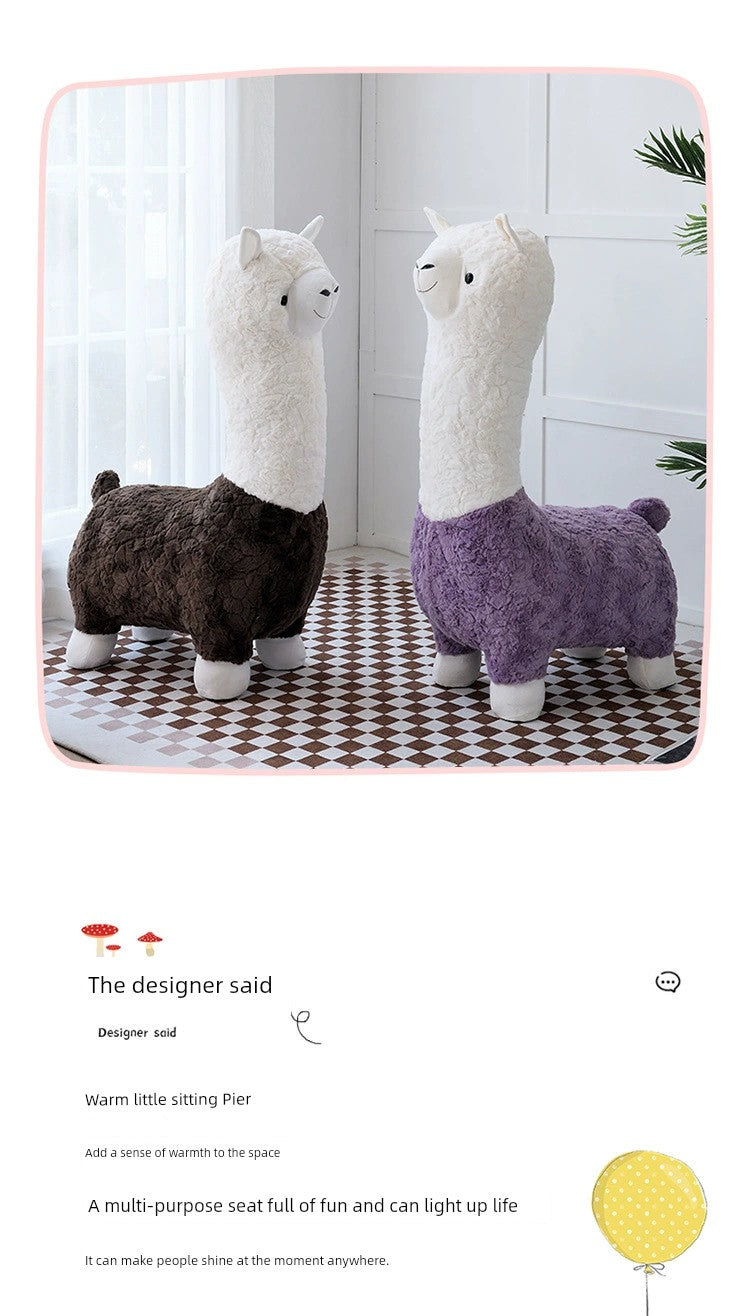 Alpaca Stool Living Room Seat for Girls Decorations