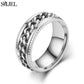 Cool Stainless Steel Rotatable Chain Men' Ring Multifunctional Fashion 8mm Fidget Spinner Rings Couple Jewelry bague homme 2024