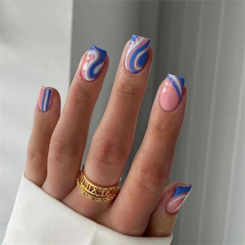 24p Artificial Acrylic Nail Art Fake Nails Full Coverage Removable Press On Nails Tip French Light Pink Heart False Nail Designs