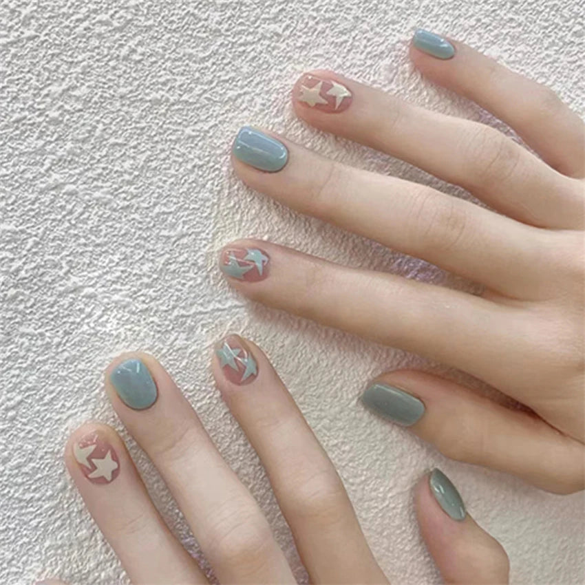24Pcs/Lot Milky White Gradient Long Wearing False Nail Tips Acrylic Press on Nails Removable Reusable Artifical Fake Nails Art