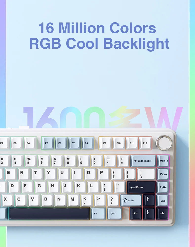 AULA F75 Mechanical Keyboard 2.4G Wireless/Bluetooth/Wired RGB PBT 75% Layout OEM Profile Gasket Customized Pc Gaming Keyboard