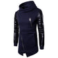 2025 Patchwork Leather Sleeve Fashion Black Tops Men Jacket Coat Spring Autumn Sweatshirt Slim Fit Pullover Tracksuits Masculino