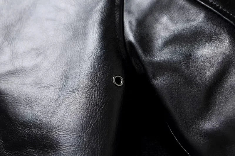 A2 Men's Bomber Jacket Tea Core Horse Leather Cropped Motorcycle Jacket Natural Leather Loose Coat Military Men's Leather Jacket