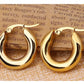 Surgical Steel Gold Color Tone Women Fat Chunky Earrings Stainless Wives Round Smooth Thick Hoops Statement Jewelry 20mm/25mm