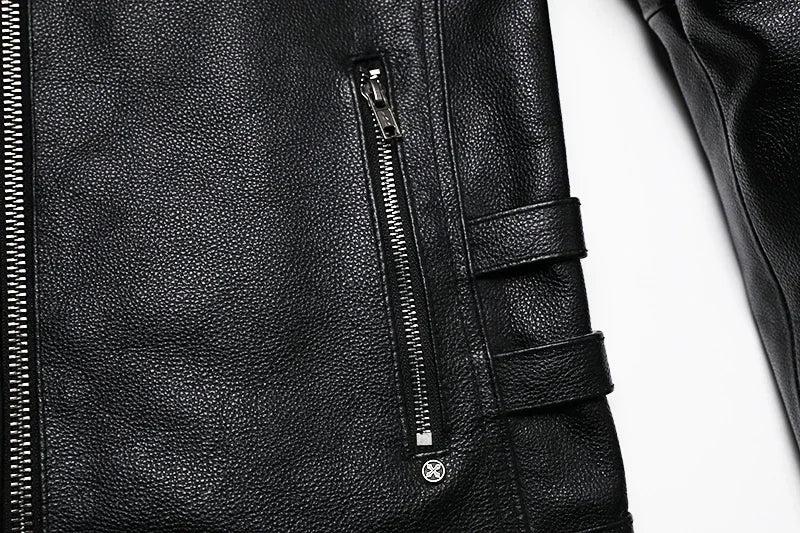2025 New Embroidery Skull Fashion Genuine Leather Jacket Men's Natural Cowhide Motorcycle Jacket Slim Moto Coat Size S-6XL