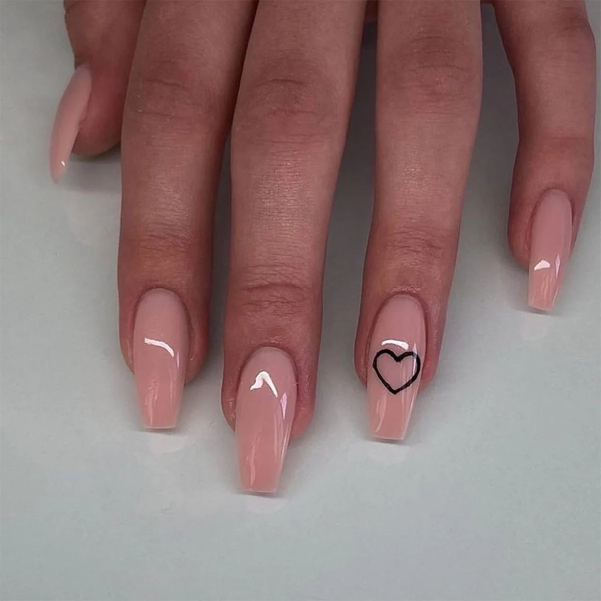 24ps/Box Long Ballerina Full Cover Artificial French False Nails Art Green Graffiti Color Blocking Gold Thread Fake Nail Tips