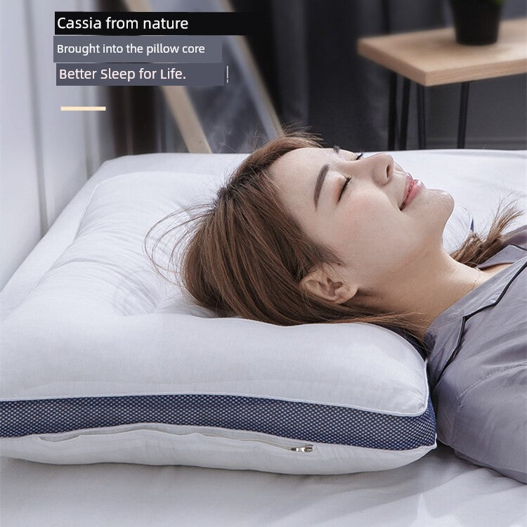 Adult Cassia Seed Pillow Case and Pillow Core Set Home a Pair of Pillow Core Protection Isolation Layer Cervical Support Sleep