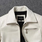Men's Genuine Leather Jacket White Lapel Calfskin Jacket Natural Cowhide Men's Coat Slim Fit Top Layer Cowhide Biker Jacket