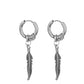 2pcs Fashion Cross Feather Stud Earrings, Punk Rock Style For Women Men High Quality Stainless Steel Hiphop Ear Jewelry