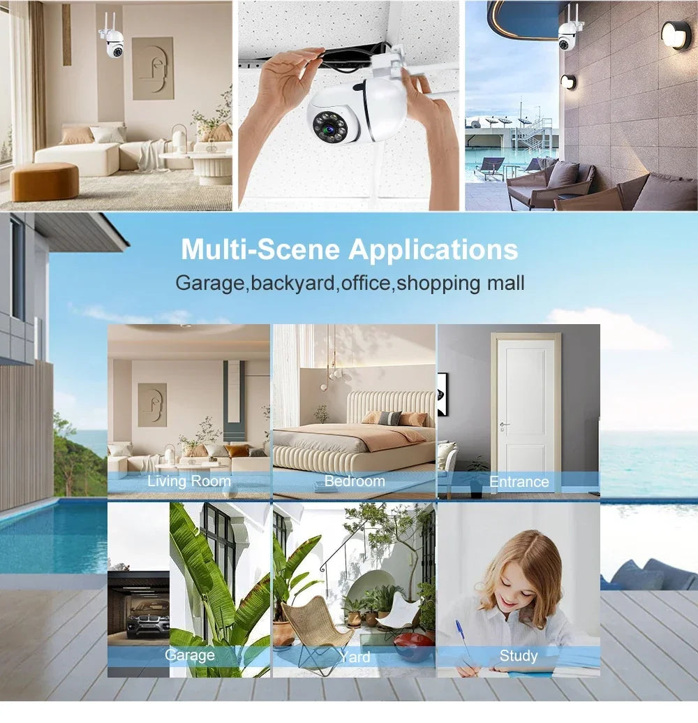 8MP WiFi Camera 4x Digital Zoom Full Color Night Vision PTZ CCTV Security Surveillance IP Camera Outdoors Wireless Video monitor