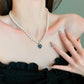 Heart Rhinestones Letter Magnet Crystal Natural Stone Colorful Dripping Imitation Pearl T-buckle Necklaces for Women New Jewelry