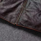 Vintage Black Brown Real Cowhide Genuine Leather Jacket Real Fur Men's Leather Jacket Bomber Men Leather Jacket Motorcycle Coat