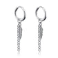 2pcs Fashion Cross Feather Stud Earrings, Punk Rock Style For Women Men High Quality Stainless Steel Hiphop Ear Jewelry